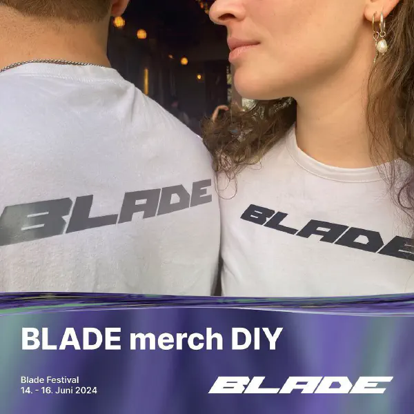 An artist's picture showing BLADE merch DIY.